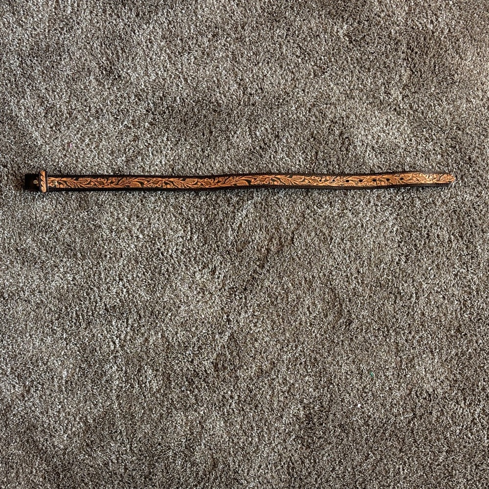Elegant Brown Carved Belt